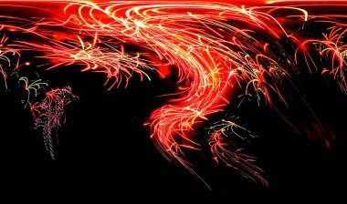 gece güzel renkli havai fişek