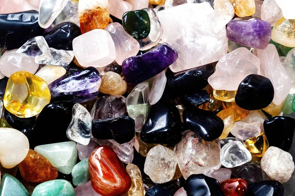 Μια Ποικιλία Από Όμορφους Θεραπευτικούς Κρυστάλλους Και Πέτρες — Φωτογραφία Αρχείου