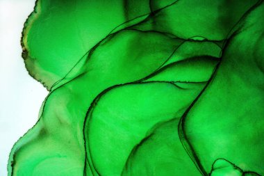 Alkol mürekkebi tekniğindeki doğal akışkan resim. Yumuşak rüya renkleri şeffaf dalgalı çizgiler oluşturur.