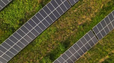 Aerial viet to ecology solar power station panels in the fields green energy, an electrical innovation nature environment, alternative energy source concept