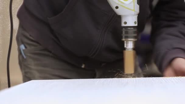Snickerier Träbearbetning Och Möbeltillverkning Professionell Snickare Montering Möbler Snickeriet Industriellt — Stockvideo