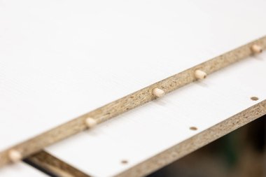 Close up of MDF board or plank for the kind of furniture, woodwork concept