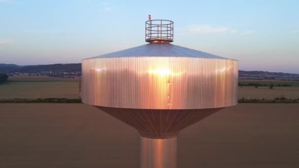 Huge Potable Drinking Water Tank Reservoir City Industrial Building Concept — Stock Video