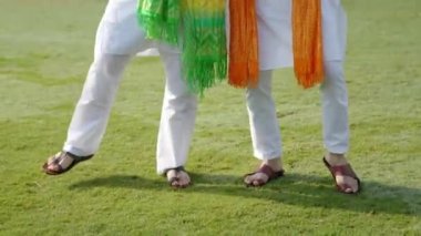 Closeup of Indian men leg dancing or doing Bhangra