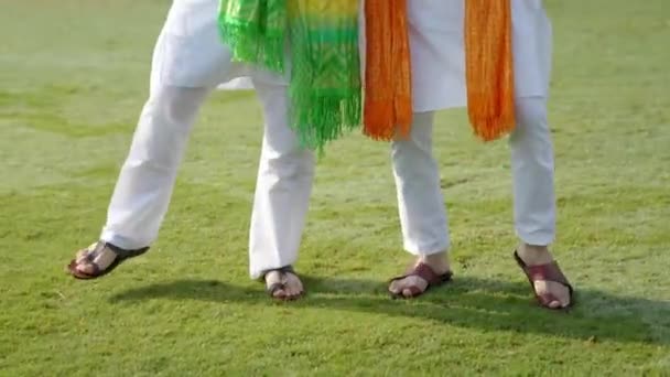 Closeup Indian Men Leg Dancing Doing Bhangra — 비디오