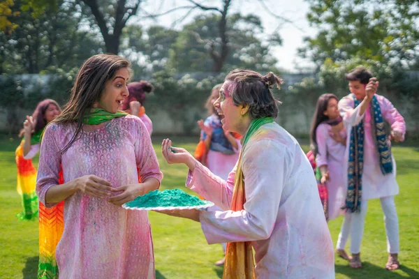 Indian couple celebrating Holi together