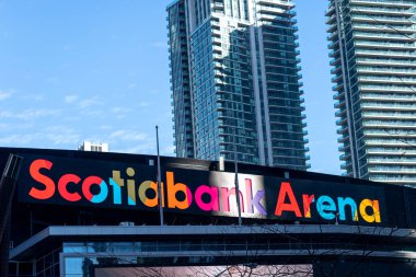 Toronto, Kanada - 9 Kasım 2020: Toronto Scotiabank Arena. Scotiabank Arena (1 Temmuz 2018, Toronto), Toronto 'da bulunan çok amaçlı bir spor salonudur..