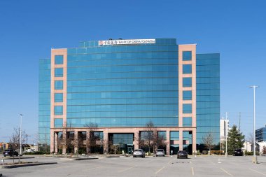 Markham, Ontario, Kanada - 31 Ekim 2020: Bank of China, Markham, Ontario 'daki merkez ofislerinde imza attı. Çin Bankası, Çin 'in en büyük dört ticari bankasından biridir..