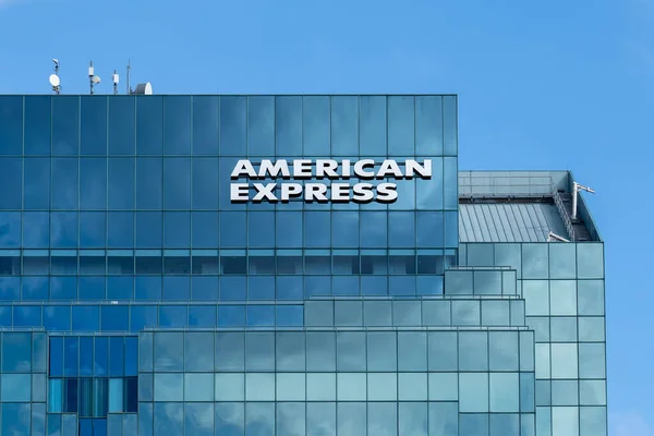 Toronto Canadá Outubro 2020 Sinal American Express Visto Prédio Toronto — Fotografia de Stock