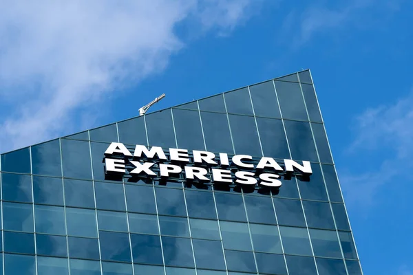 Toronto Canadá Outubro 2020 Sinal American Express Visto Prédio Toronto — Fotografia de Stock