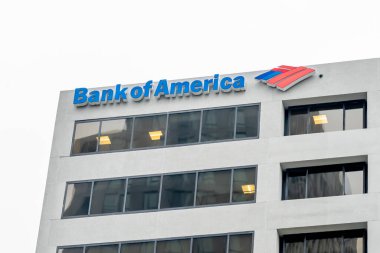 Tysons Corner, Virginia, USA- 14 Ocak 2020: Tysons Corner, Virginia 'daki Amerikan çok uluslu yatırım bankası ve finans hizmetleri şirketi Bank of America' nın logosu. 