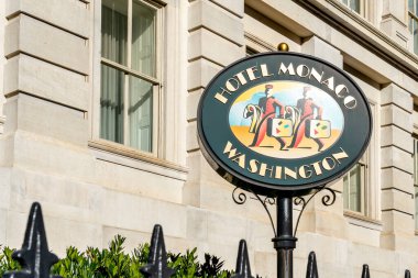 Washington, DC, ABD - 13 Ocak 2020: Washington DC 'deki Monako Oteli' nin imzası. 