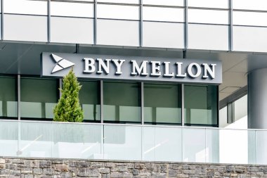 Tysons Corner, Virginia, USA- January 14, 2020: Sign of BNY Mellon Wealth Management. The Bank of New York Mellon Corporation is an American banking and financial services holding company. clipart