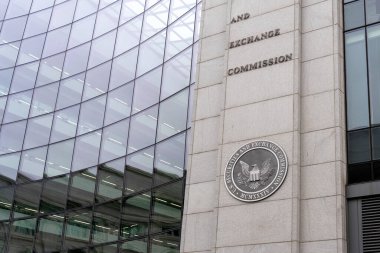 Washington, DC, USA- 13 Ocak 2020: ABD Menkul Kıymetler ve Borsa Komisyonu (SEC) Washington DC 'deki binayı mühürledi. SEC üniversitenin bağımsız bir teşkilatıdır. 