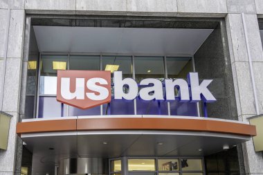 Charlotte, Kuzey Carolina, ABD - 15 Ocak 2020: Charlotte, Kuzey Carolina 'daki şubelerden birine ABD bankasına giriş. U.S. Bancorp (ABD Bancorp), ABD 'li banka holdingi..