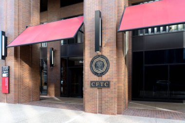 Washington, D.C., USA- 12 Ocak 2020: ABD Emtia Gelecek Ticaret Komisyonu 'nun (CFTC) Washington' daki genel merkez binasındaki imzası..