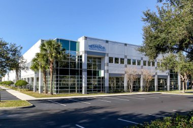 Orlando, Florida, ABD - 8 Şubat 2020: Orlando, Florida, ABD 'deki Hesperos genel merkezi. Hesperos, çip üzerinde insan sistemleri geliştiren bir biyoteknoloji şirketi..