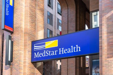 Washington, DC, ABD - 12 Ocak 2020: Washington, DC, ABD MedStar Sağlık İşareti. MedStar Sağlık kar amacı gütmeyen bir sağlık kuruluşudur..  
