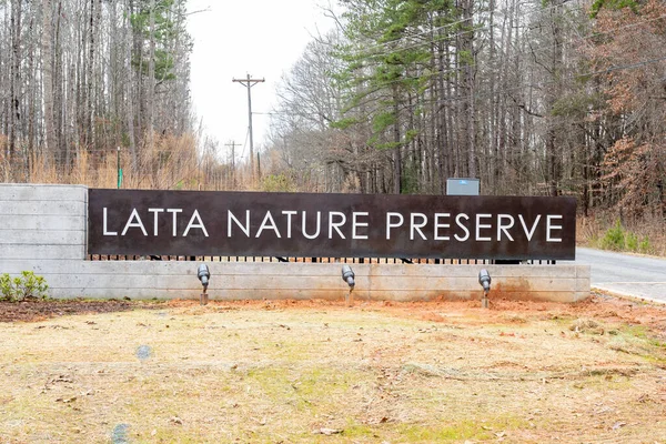 Charlotte North Carolina Usa January 2020 Sign Latta Nature Preserve — Stock Photo, Image