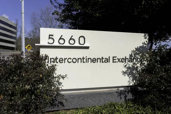 Atlanta Georgia Usa January 2020 Intercontinental Exchange Ice Sign Headquarters — Stock Photo, Image