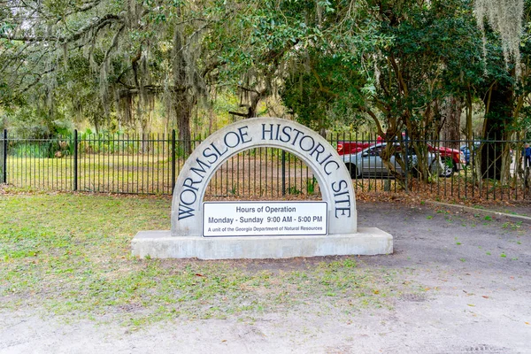 Savannah Georgia Usa Januari 2020 Wormsloes Skylt Wormsloe Historic Site — Stockfoto