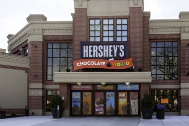 Pennsylvania, New York, USA - March 2, 2020: Hersheys Chocolate World store in Pennsylvania, New York, USA. Hershey is an American company and one of the largest chocolate manufacturers in the world  clipart