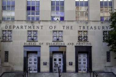 Washington D.C., ABD - 29 Şubat 2020: Washington, D.C. 'deki İşleme ve Baskı Bürosu' nun bir girişi.