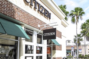 Orlando, Florida, ABD... 24 Şubat 2020: Orlando, Florida, ABD 'de vatandaşların mağaza tabelaları. Citizen Watch Co., Ltd öncelikle saatleriyle bilinen bir Japon elektronik şirketidir..