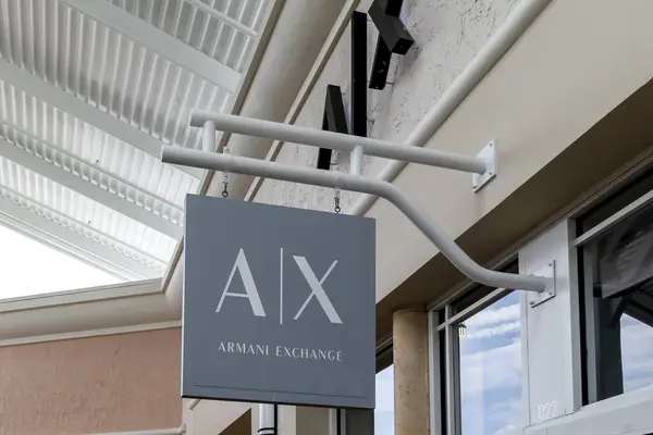 Orlando Florida Usa February 2020 Armani Exchange Store Hanging Sign — Stock Photo, Image