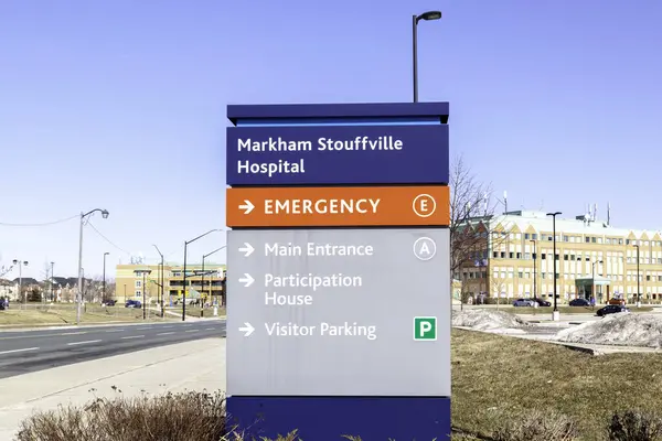 Markham Ontario Canada March 2020 Markham Stouffville Hospital Sign Markham — Stock Photo, Image
