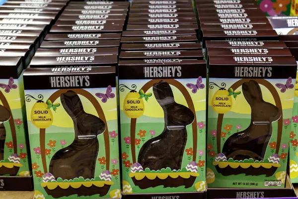 Pensilvania Nueva York Marzo 2020 Muchas Cajas Conejos Pascua Chocolate — Foto de Stock