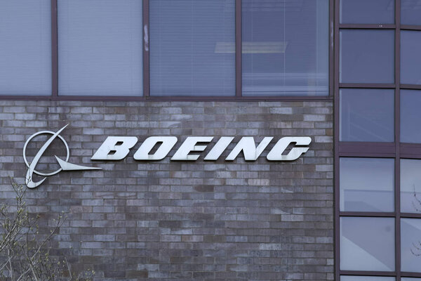 Herndon, Virginia, USA- March 1, 2020: Boeing sign on the building in Herndon, Virginia, USA.