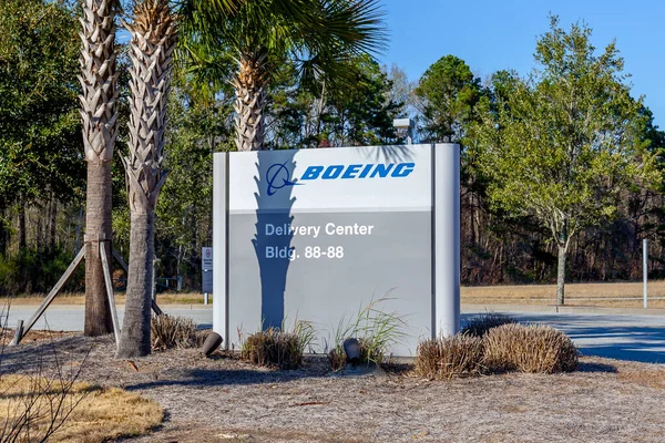 Charleston South Carolina Usa February 2020 Boeing Delivery Center Sign — Stock Photo, Image