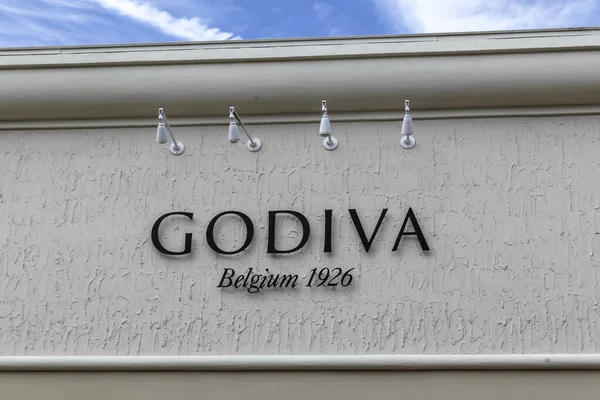 Orlando Florida Usa February 2020 Godiva Chocolate Store Sign Wall — Stock Photo, Image