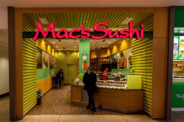 Toronto, Kanada - 13 Şubat 2018: Mac 'in Su Shi girişi Toronto Fairview Alışveriş Merkezi.