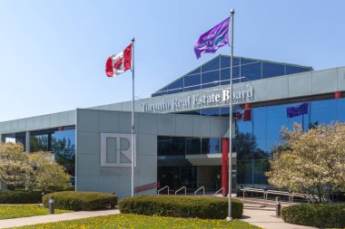 Toronto, Ontario, Canada - May 17, 2018: Building of The Toronto Real Estate Board (TREB), a real estate board in Canada operating in the Greater Toronto Area. clipart