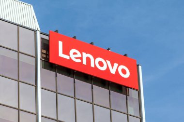 Markham, Ontario, Kanada - 21 Mayıs 2018: Markham yakınlarındaki Lenovo Kanada merkez ofisinde Lenovo imzası. Lenovo Çin 'in Pekin şehrinde merkezi olan bir Çin teknoloji şirketi.. 