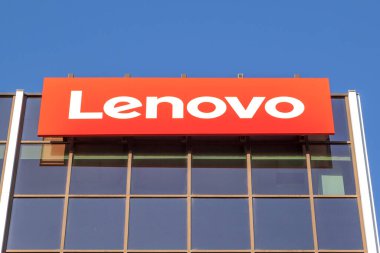 Markham, Ontario, Kanada - 30 Ekim 2018: Markham yakınlarındaki Lenovo Kanada merkez ofisinde Lenovo imzası. Lenovo Çin 'in Pekin şehrinde merkezi olan bir Çin teknoloji şirketi..