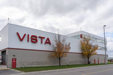 Mississauga, Ontario, Kanada - 13 Ekim 2018 Mississippi 'de Vista' nın işareti. Vista Kargo Terminali, havayollarına tesis ve hizmet sunmak için tasarlanmış bir kargo terminali kavramıdır..