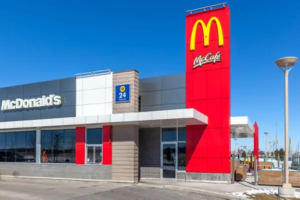 Niagara On the Lake, Canada- March 4, 2018: New design of exterior elevation of McDonalds restaurant.