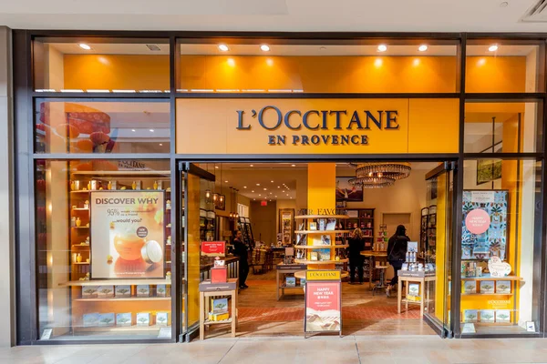 stock image Toronto, Canada - February 7, 2018: L'Occitane storefront in the Fairview Mall in Toronto. L'Occitane is an international retailer of body, face, fragrances and home products based in France. 