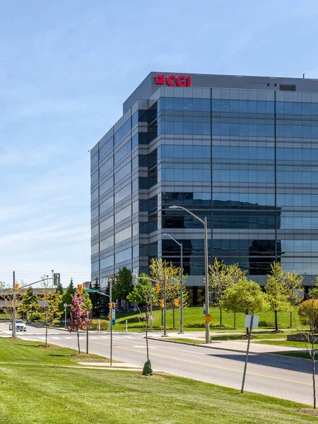 stock image Markham, Ontario, Canada - May 21, 2018: Sign of CGI on the building in Markham, a Canadian IT consulting, systems integration, outsourcing, and solutions company. 