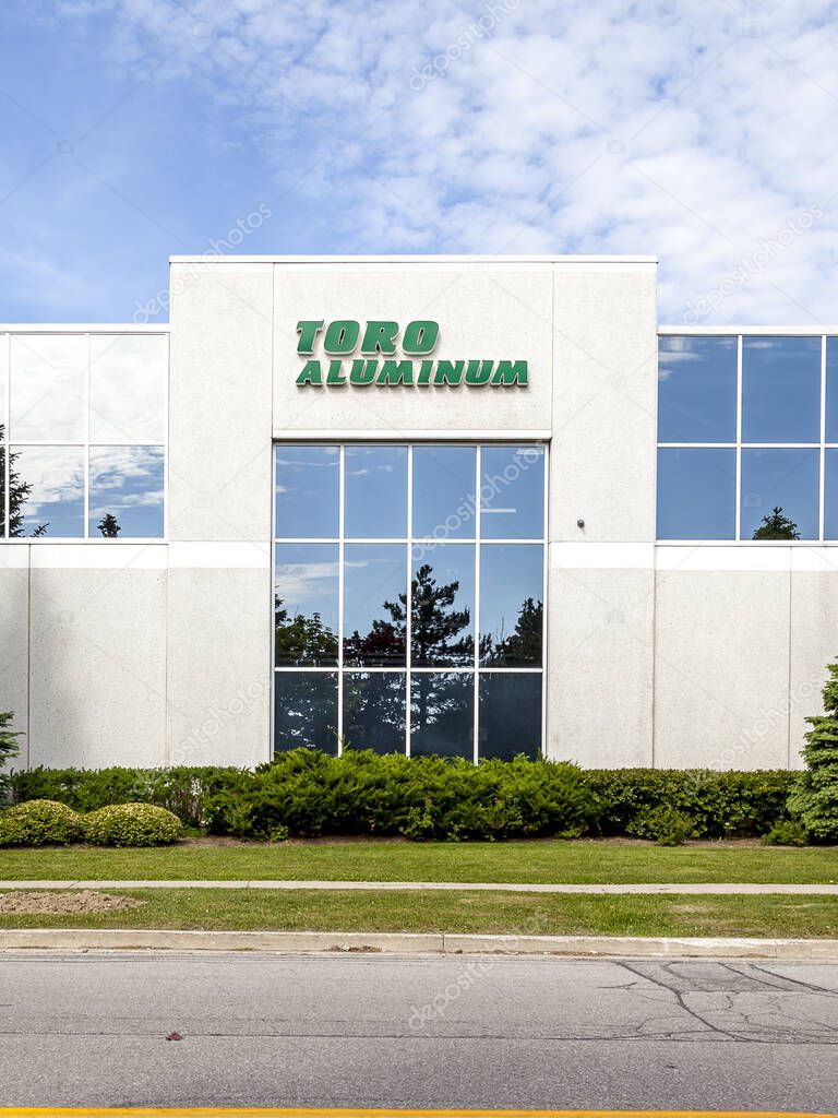 Vaughan, Ontario, Canada - June 10, 2018: Toro Aluminum head office building in Vaughan, Ontario, the leader in the development and manufacturing of window walls and doors.
