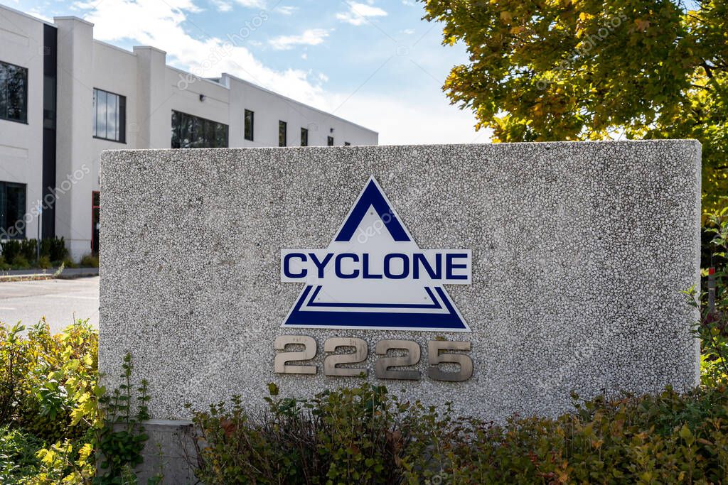 Mississauga, Ontario, Canada- October 20, 2018: Sign of Cyclone on the Mississauga operations Ontario, an Aircraft manufacturer