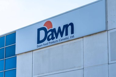 Burlington, Ontario, Kanada - 26 Ekim 2019: Şafak İşareti: Şafak Işığı Bülteni 'ndeki tesisin inşası; Dawn Food Ürünleri Jackson, Michigan, ABD merkezli uluslararası bir fırın tedarikçisi.. 