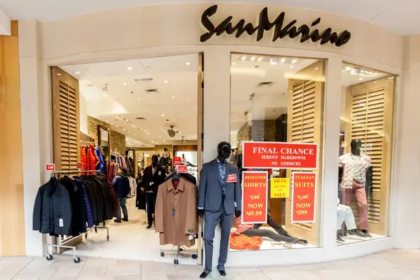 Toronto Canadá Fevereiro 2018 San Marino Menswear Storefront Bayview Village — Fotografia de Stock