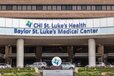 Houston, Teksas, ABD - 22 Eylül 2018: Houston, ABD 'deki Baylor St. Luke Tıp Merkezi' nin Girişi. 