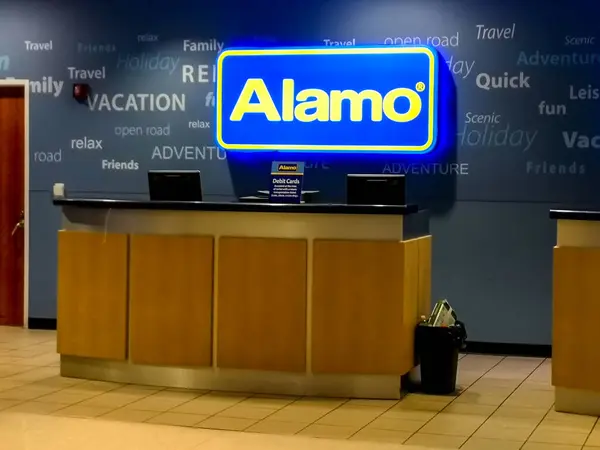 Houston Texas Usa Září 2018 Sign Alamo Rent Car Airport — Stock fotografie