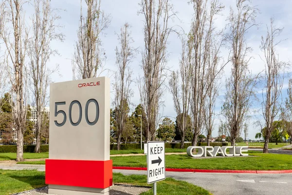 Redwood Shores Eua Março 2018 Sign Oracle Sede Silicon Valley — Fotografia de Stock