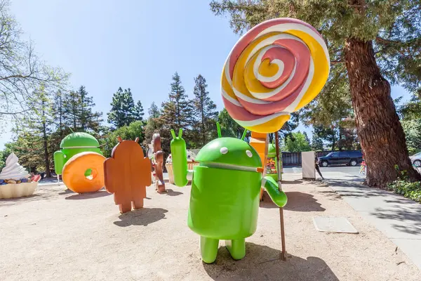 Estátuas Android Lollipop Jelly Bean Googleplex Mountain View Eua Junho — Fotografia de Stock